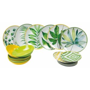 18-dielna súprava tanierov z porcelánu a kameniny Villa d'Este Oriental Botanique