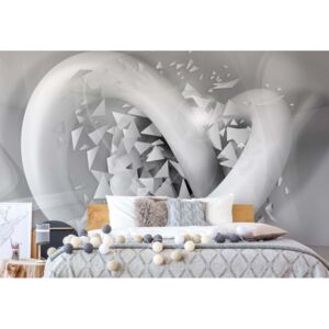 Fototapeta - 3D Structure Splinters White And Grey Vliesová tapeta - 254x184 cm