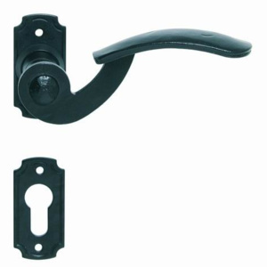 Dverové kovanie MP Tilly-R ovál (KOVANÁ ČIERNA) - BB kľučka-kľučka otvor pre obyčajný kľúč/KOVANÉ