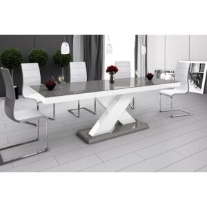 Luxusný rozkladací jedálenský stôl XENON (šedá / biela / šedá) DOPRAVA ZADARMO