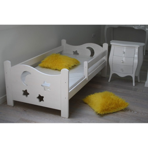 Detská posteľ STAR + rošt ZADARMO, s úložným priestorom, biela, 70x160 cm