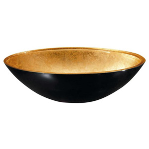 Sapho Murano - Sklenené umývadlo BLACK-GOLD, okrúhle 40 cmx14 cm, zlatá/čierna AL5318-77