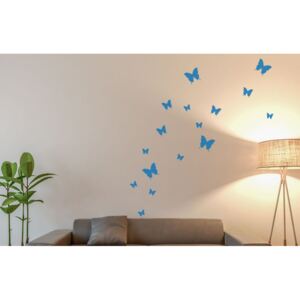GLIX Sada motýľov - nálepky na stenu Ľadovo modrá 95 x 10 cm