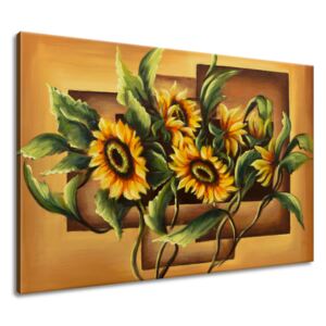 Gario Ručne maľovaný obraz Kompozícia Slnečnice Rozmery (š x v): 120 x 80 cm