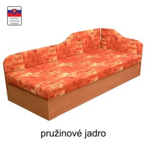 Váľanda s pružinovým matracom, pravá, oranžová/vzor, EDVIN 4.2