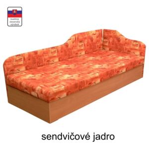 Váľanda so sendvičovým matracom, pravá, oranžová/vzor, EDVIN 4.2