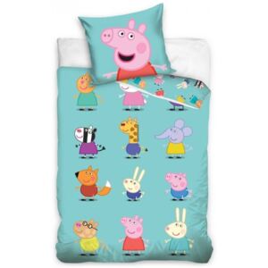 TipTrade · Detské posteľné obliečky Prasiatko Pepa a kamaráti - Peppa Pig - 100% bavlna - 70 x 90 cm + 140 x 200 cm