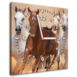 Gario Obraz s hodinami Cválajúce kone Rozmery (š x v): 30 x 30 cm