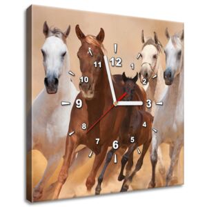 Gario Obraz s hodinami Cválajúce kone Rozmery (š x v): 40 x 40 cm
