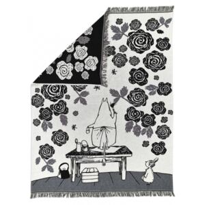 Bavlnená deka Moomin Rose Garden 130x170, čierno-biela Finlayson