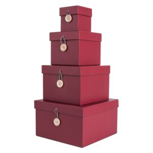 PRESENT TIME Sada štyroch vínových papierových boxov Uniform
