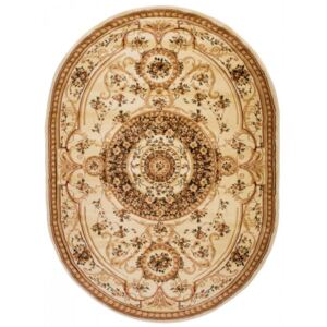 Kusový koberec klasický vzor 3 béžový ovál, Velikosti 70x140cm