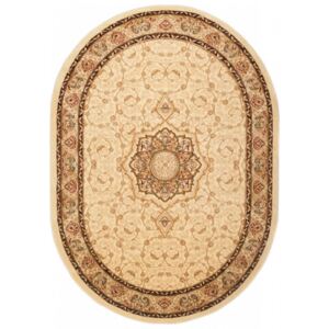 Kusový koberec klasický vzor 2 béžový ovál, Velikosti 60x100cm