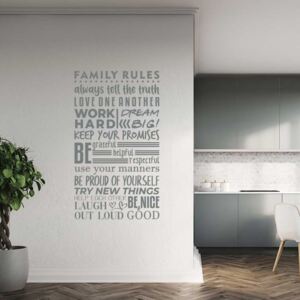 GLIX Family rules - nálepka na stenu Šedá 75x40 cm