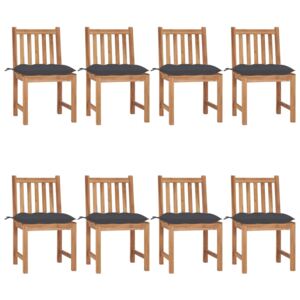 Záhradné stoličky 8 ks s podložkami tíkový masív
