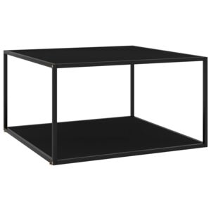 Čajový stolík čierny s čiernym sklom 90x90x50 cm