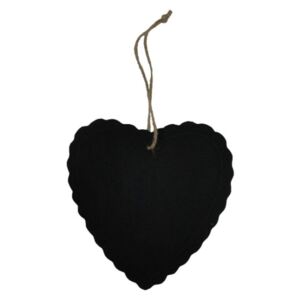 Čierna závesná ceduľka na písanie kriedou Antic Line Heart Decor
