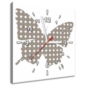 Gario Obraz s hodinami Šedý motýlik Rozmery (š x v): 30 x 30 cm