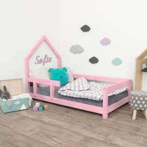 Benlemi Detská posteľ domček Poppi 90x190 cm s bočnicou Farba: Ružová, Strana: Vľavo