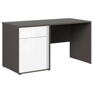 BRW Písací stolík Graphic BIU1D1SL/C Farba: sivý wolfram / biely zrkadlový lesk