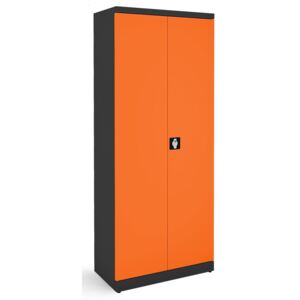NABBI SB 800 kovová kancelárska skriňa s dvojkrídlovými dverami grafit / oranžová