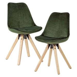 Wohnling Jedálenská stolička v škandinávskom štýle, 2 kusy (tmavozelená / zamatová), tmavozelená / zamatová (100235619)