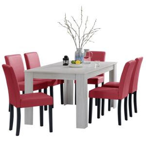 [en.casa]® Rustikálny dubový jedálenský stôl HTFU-2336 so 6 stoličkami HTMY-9702