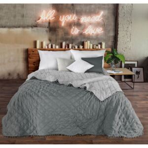Sivý dekoračný prehoz na posteľ v obojstrannom prevedení Sivá