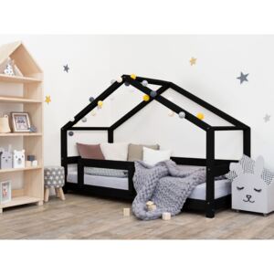 Benlemi Detská posteľ domček LUCKY s bočnicou Farba: Čierna, Rozmer: 90 x 200 cm
