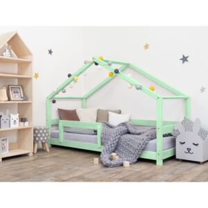 Benlemi Detská posteľ domček Lucky s bočnicou Farba: Pastelová zelená, Rozmer: 70x160 cm
