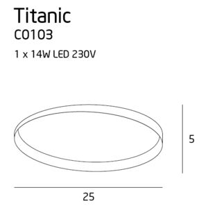 Maxlight TITANIC | dizajnové nástenné svietidlo Rozmer: 25x5