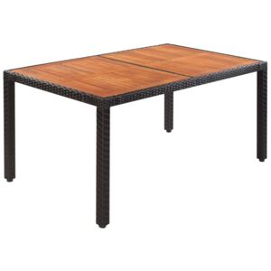 Záhradný stôl 150x90x75 cm, polyratan a akáciový masív