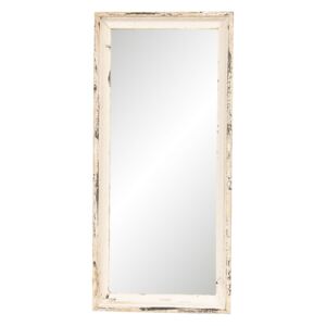 Veľké nástenné zrkadlo v bielom ráme s patinou - 24*4*57 cm