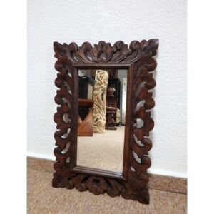 Zrkadlo hnedé hranaté , 60x40 cm, drevo