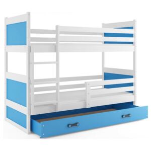 Interbeds Rico poschodová posteľ 190cm x 80cm borovicové drevo bielo-modrá