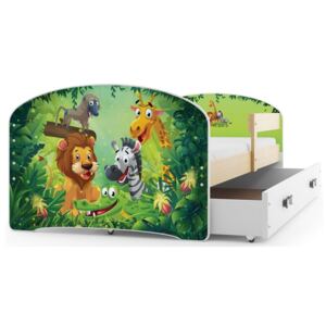 Interbeds LUKI Jednolôžková detská posteľ 80x160 bielo-prírodná Safari