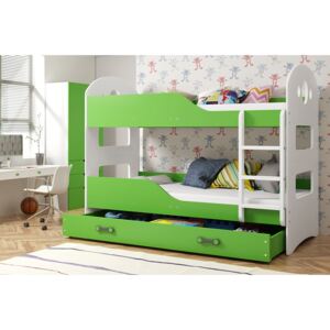 Poschodová posteľ DOMINIK - 160x80cm Biely - Zelený