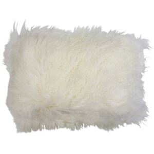 Vankúš biela ovčej kože kučeravý dlhý chlp Curly white - 35 * 50 * 10cm