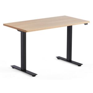 Výškovo nastaviteľný stôl Modulus, 1200x600 mm, čierna, dub