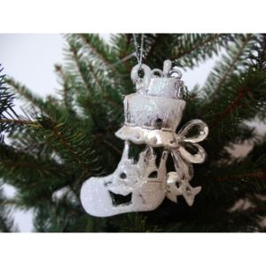 Závesná ozdoba, ponožka na vianočný stromček 10 cm (2 ks)