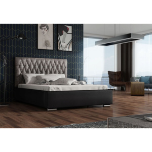 Čalúnená posteľ REBECA + rošt + matrace, siena 03 s krištálom/dolaro 08, 140x200 cm