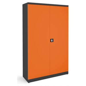 NABBI SB 1200 kovová kancelárska skriňa s dvojkrídlovými dverami grafit / oranžová