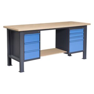 NABBI PL03L/P8/PL810/P4 pracovný stôl s jednou policou grafit / modrá