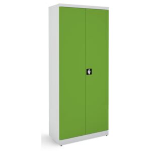 NABBI SB 800 kovová kancelárska skriňa s dvojkrídlovými dverami svetlosivá / zelená