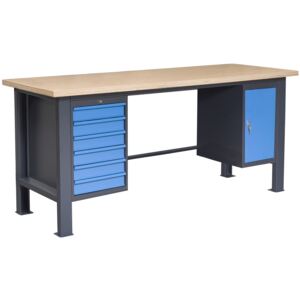 NABBI PL03L/P3P10 pracovný stôl grafit / modrá