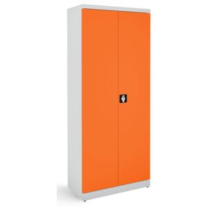NABBI SB 800 kovová kancelárska skriňa s dvojkrídlovými dverami svetlosivá / oranžová