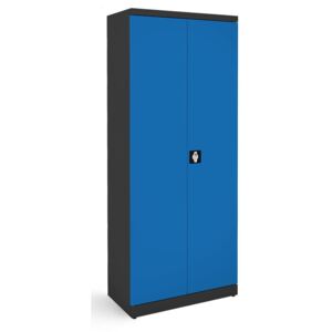NABBI SB 800 kovová kancelárska skriňa s dvojkrídlovými dverami grafit / modrá