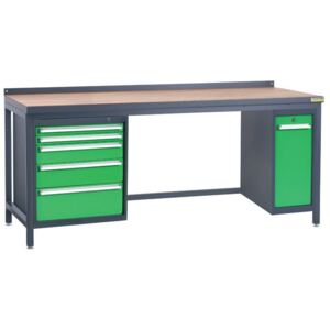 NABBI PSS03D/L5L9 pracovný stôl grafit / zelená