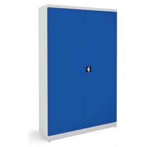 NABBI SB 1200 kovová kancelárska skriňa s dvojkrídlovými dverami svetlosivá / modrá