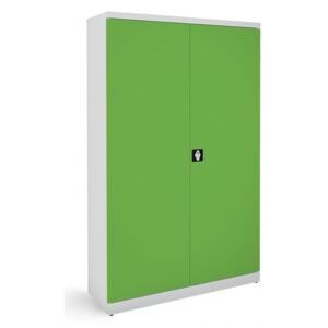 NABBI SB 1200 kovová kancelárska skriňa s dvojkrídlovými dverami svetlosivá / zelená
